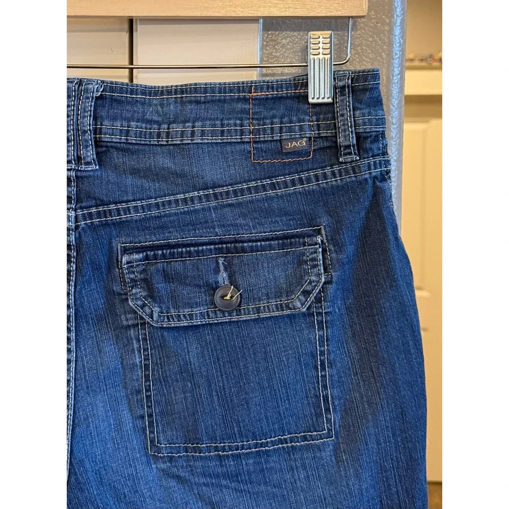 JAG Jeans Women's Relaxed Fit Dark Wash Denim Utility Cuffed Shorts Size 8 Blue